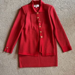 St. John red suit